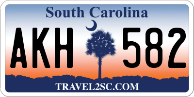 SC license plate AKH582