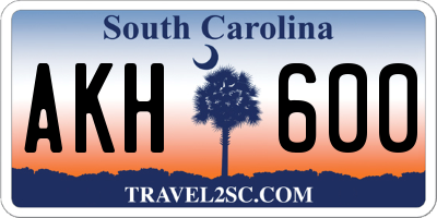 SC license plate AKH600