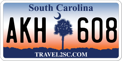 SC license plate AKH608