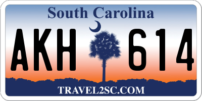 SC license plate AKH614
