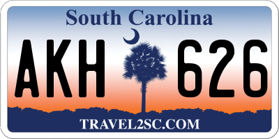 SC license plate AKH626
