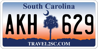 SC license plate AKH629