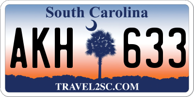 SC license plate AKH633
