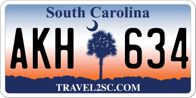 SC license plate AKH634