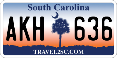 SC license plate AKH636