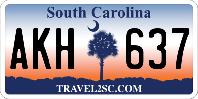 SC license plate AKH637