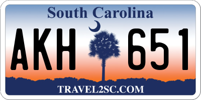 SC license plate AKH651