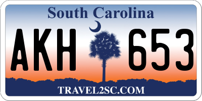 SC license plate AKH653