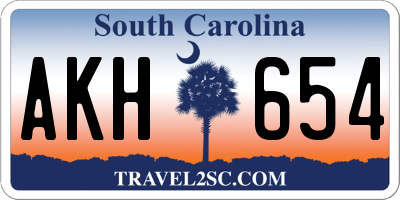 SC license plate AKH654