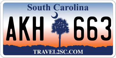 SC license plate AKH663