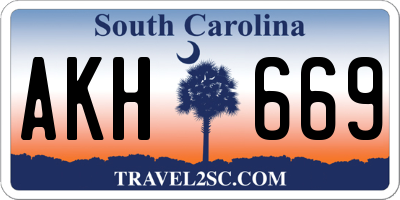 SC license plate AKH669