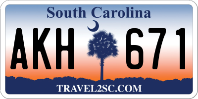 SC license plate AKH671