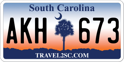 SC license plate AKH673