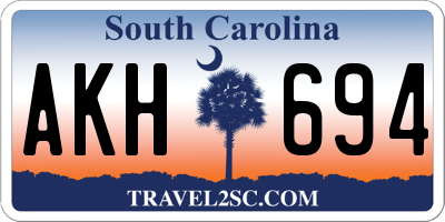 SC license plate AKH694