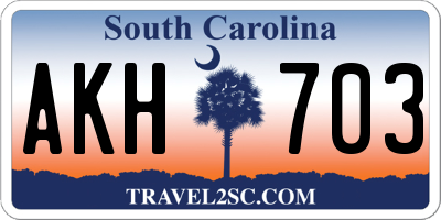 SC license plate AKH703