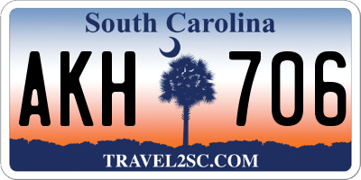 SC license plate AKH706