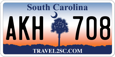 SC license plate AKH708