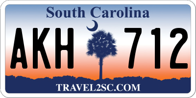 SC license plate AKH712
