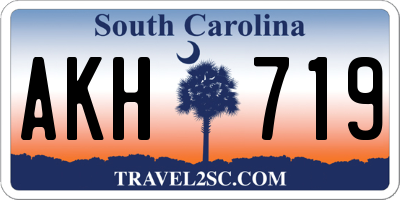 SC license plate AKH719
