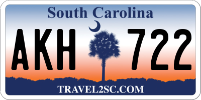 SC license plate AKH722