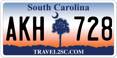 SC license plate AKH728