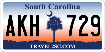SC license plate AKH729