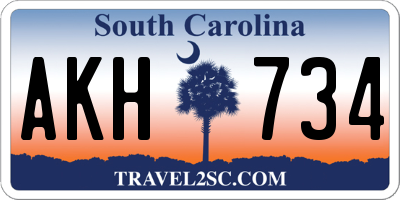 SC license plate AKH734