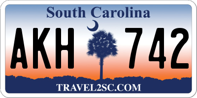 SC license plate AKH742