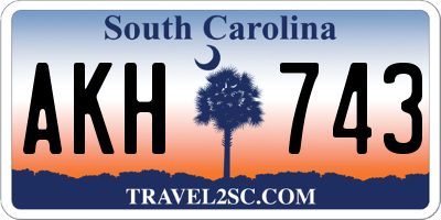 SC license plate AKH743