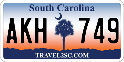 SC license plate AKH749