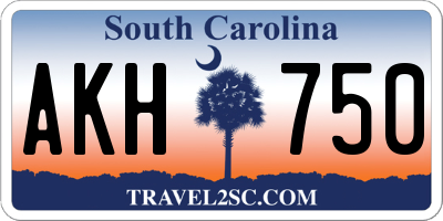 SC license plate AKH750