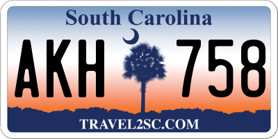 SC license plate AKH758