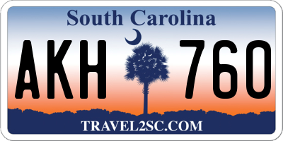SC license plate AKH760