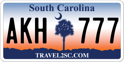 SC license plate AKH777
