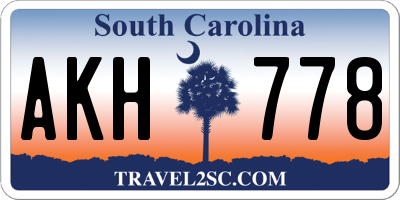 SC license plate AKH778