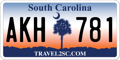 SC license plate AKH781