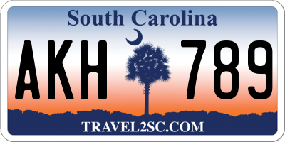 SC license plate AKH789