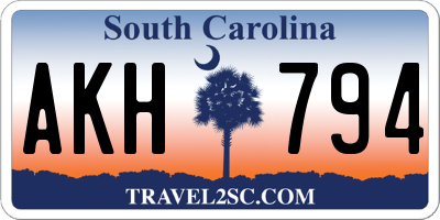 SC license plate AKH794