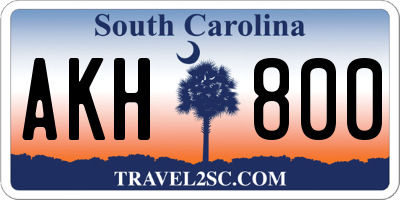 SC license plate AKH800