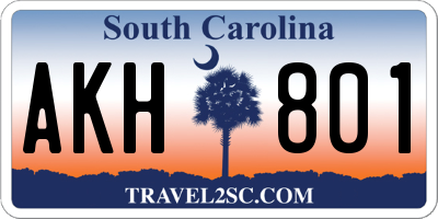 SC license plate AKH801