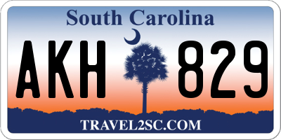 SC license plate AKH829