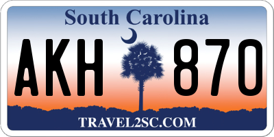 SC license plate AKH870