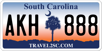 SC license plate AKH888