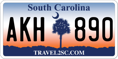 SC license plate AKH890