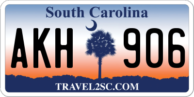 SC license plate AKH906