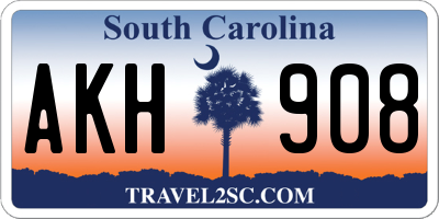 SC license plate AKH908