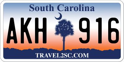 SC license plate AKH916