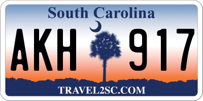 SC license plate AKH917