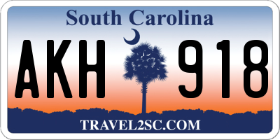SC license plate AKH918
