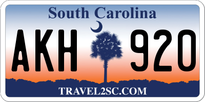 SC license plate AKH920